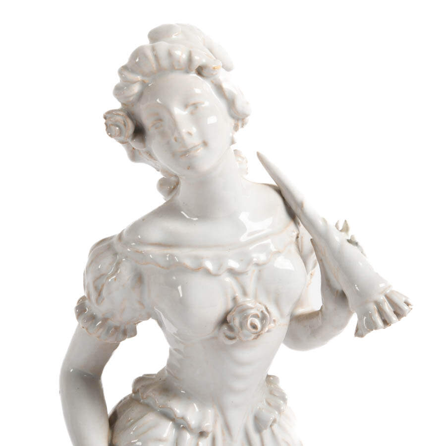 Antique Pair of Blanc De Chine Figural Statues-5