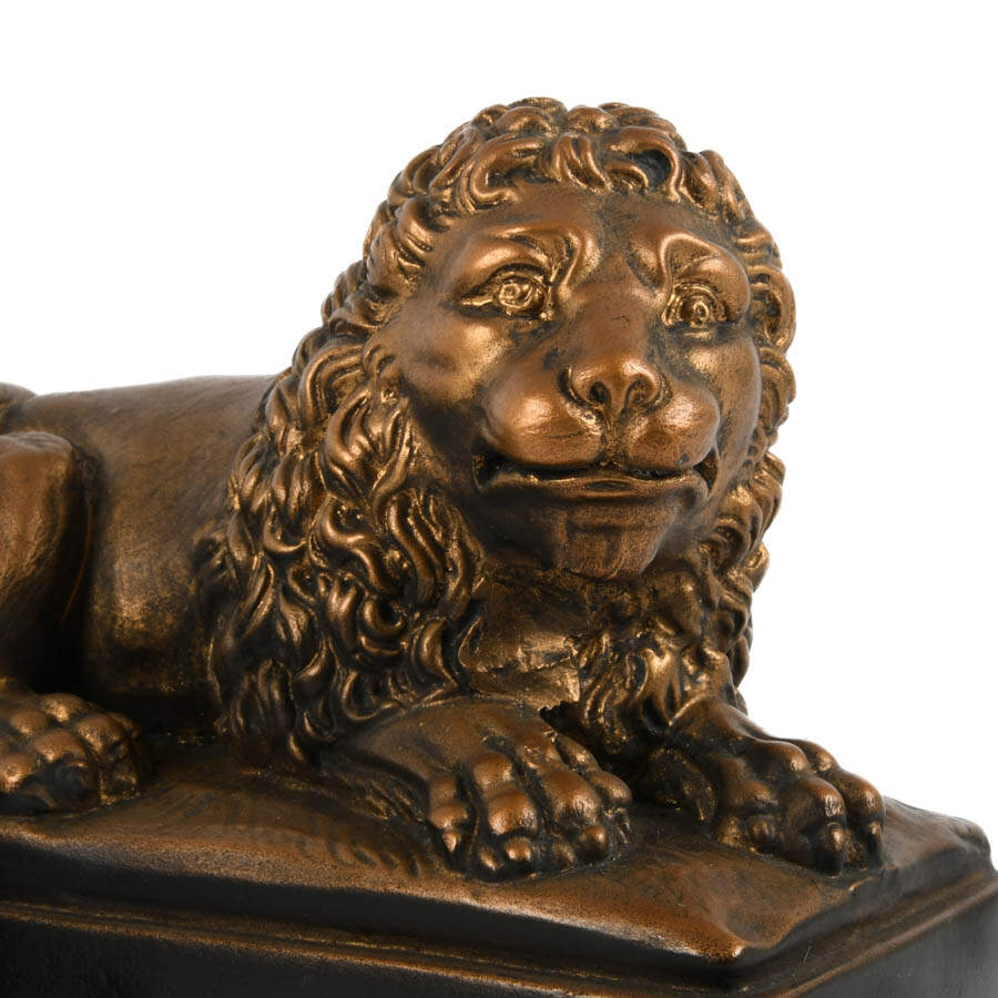 Pair of Composition Reclining Lion Bookends-6