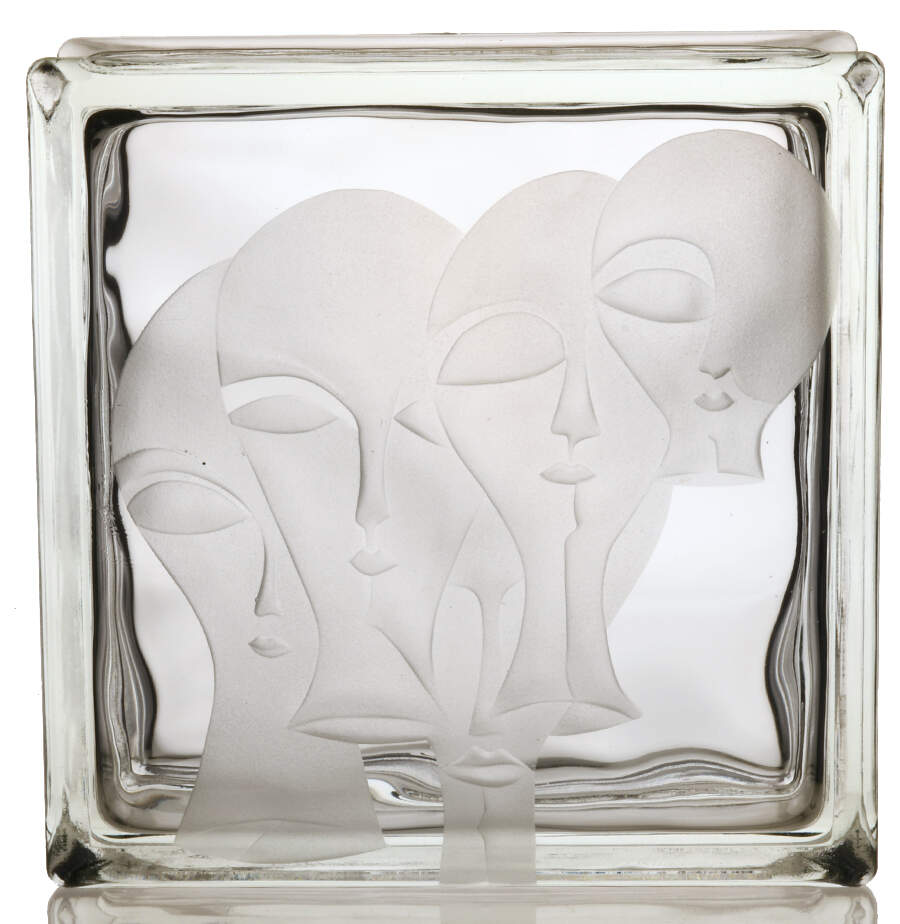 Abstract Figural Glass Block Sculpture-2