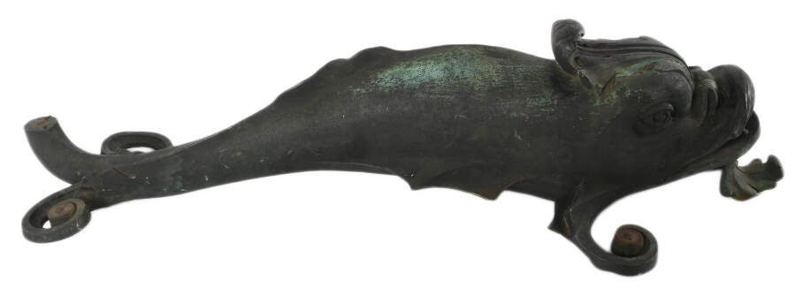 Large Antique Cast Iron Dolphin Architectural Detail-5