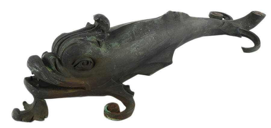 Large Antique Cast Iron Dolphin Architectural Detail-1