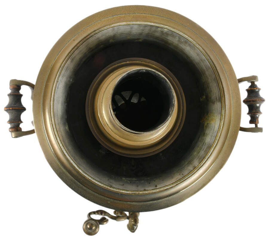 Antique Russian Brass Samovar with Tray-7