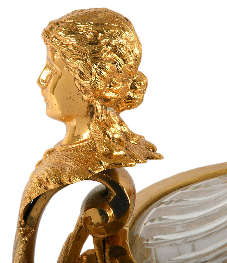 Matched Pair Signed Baccarat Gilt Bronze and Figural Urns-7