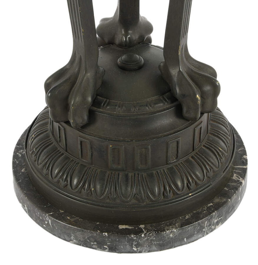 Heavy Cast Metal Torchère Plant Stand on Marble Base-6