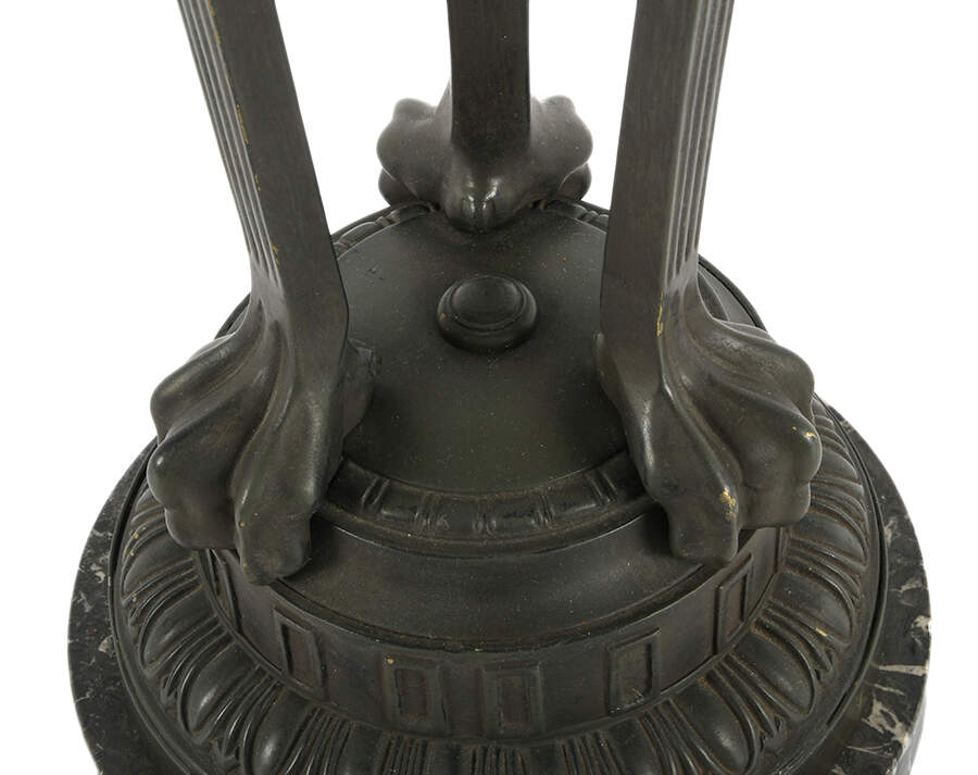 Heavy Cast Metal Torchère Plant Stand on Marble Base-4