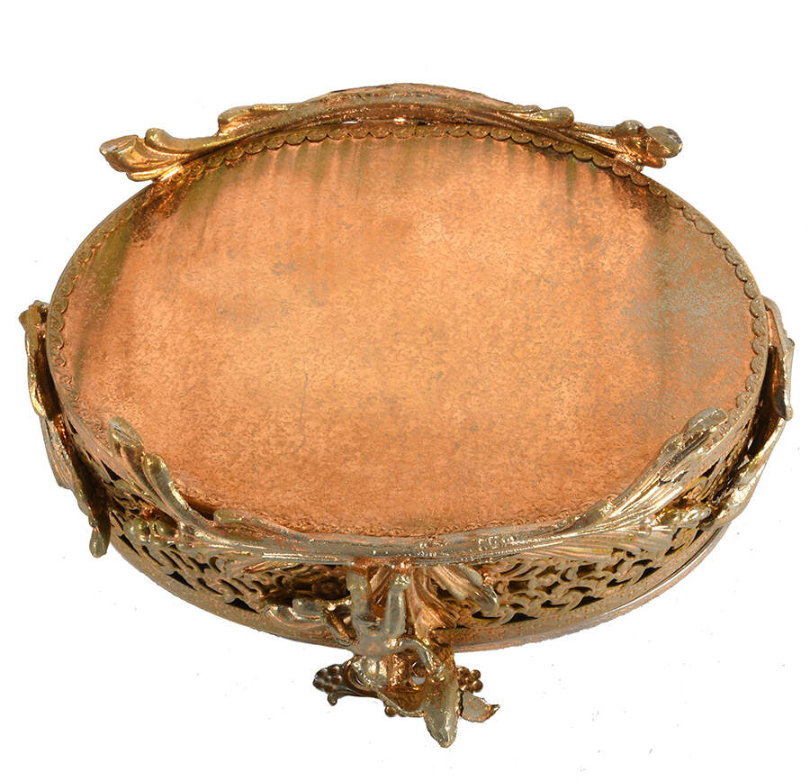 Set of Two Hollywood Regency Gold Filigree Dresser Boxes-2