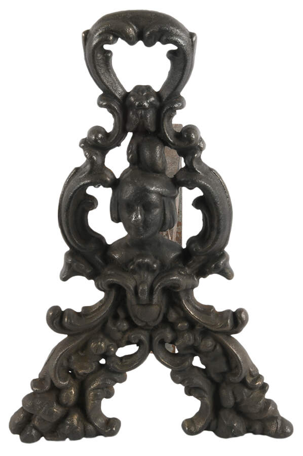 Antique Pair of Figural Jenny Lend Cast Iron Andirons-3