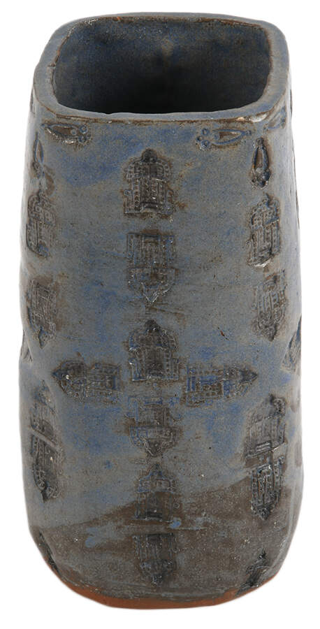 Studio Art Pottery Vase with Pressed Pattern-2