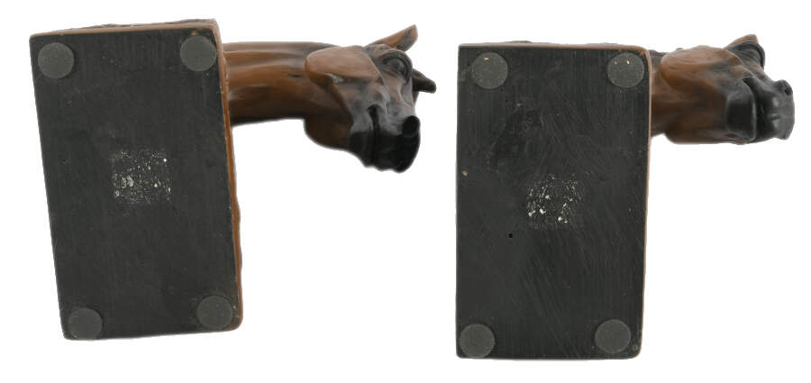 Pair of Composition Horse Head Bust Bookends-4