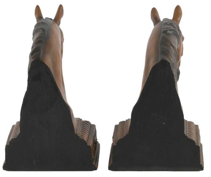 Pair of Composition Horse Head Bust Bookends-3