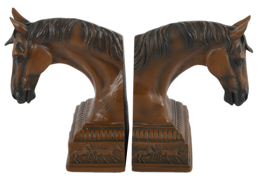 Pair of Composition Horse Head Bust Bookends-1