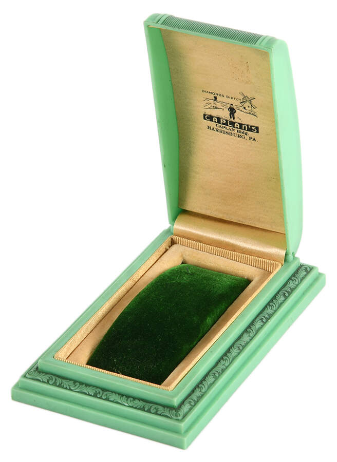 Art Nouveau Green Celluloid Jewelry Box-1