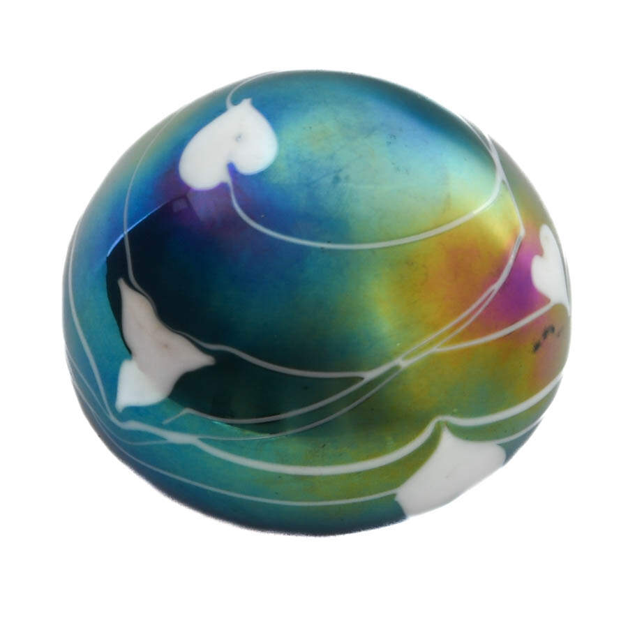 Hand Blown Iridescent Art Glass Hearts Paperweight-2