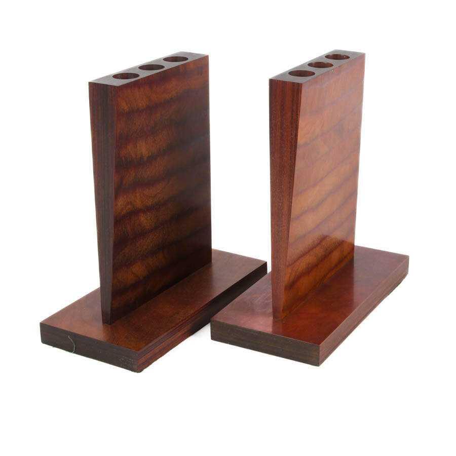 Pair of Flame Mahogany Candle Holders-5