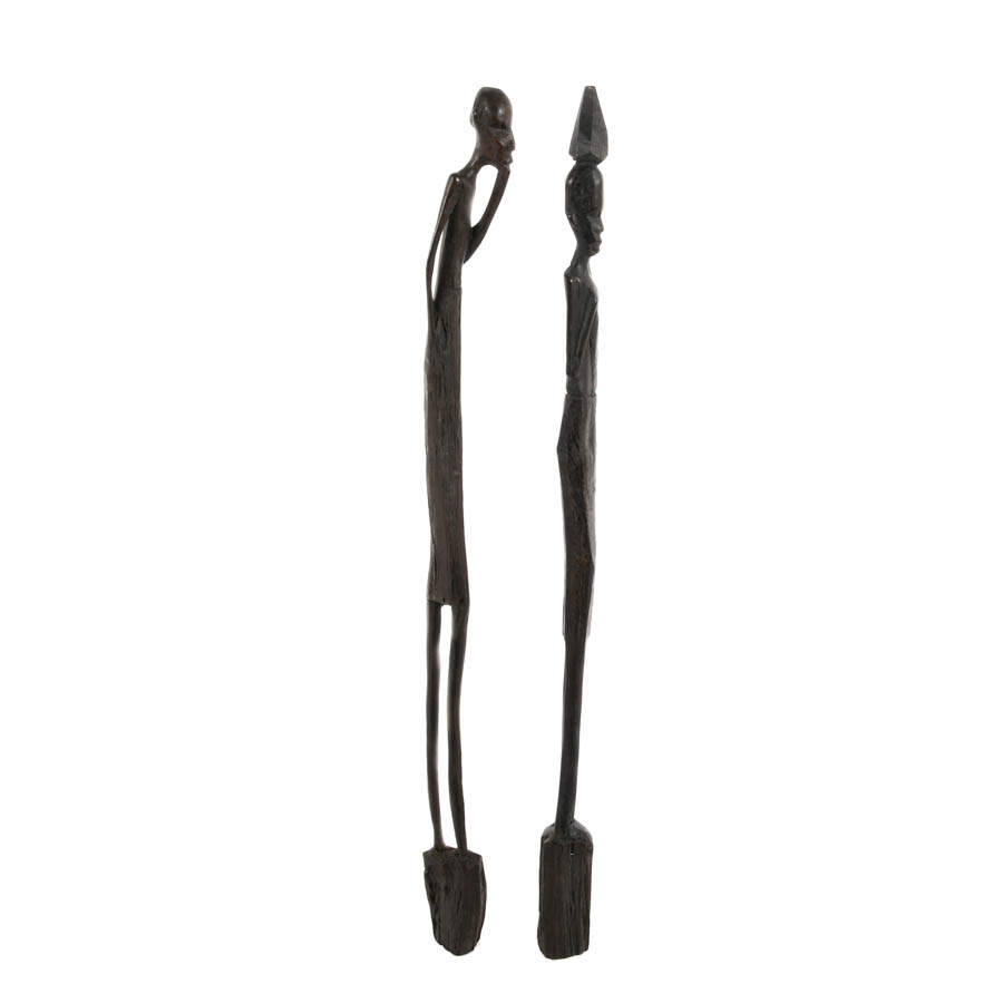 Pair of Carved Wood Tribal African Statues-6