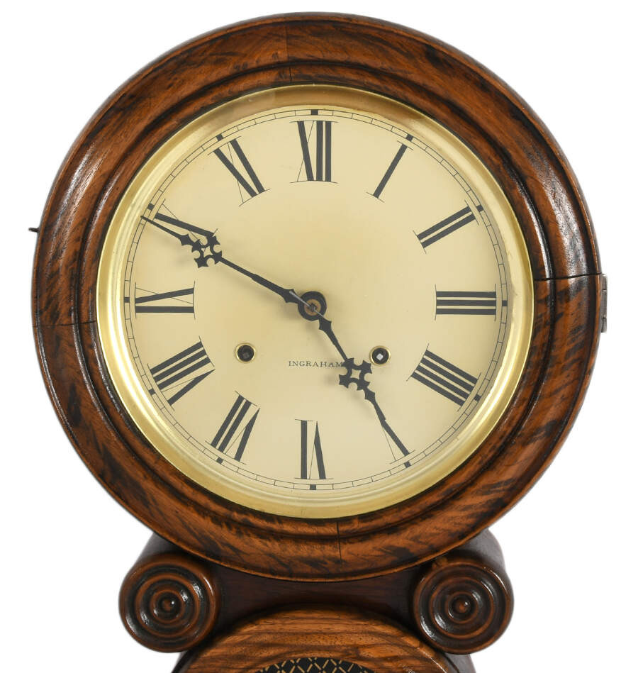 Antique Ingrahm Reverse Painted Clock-5