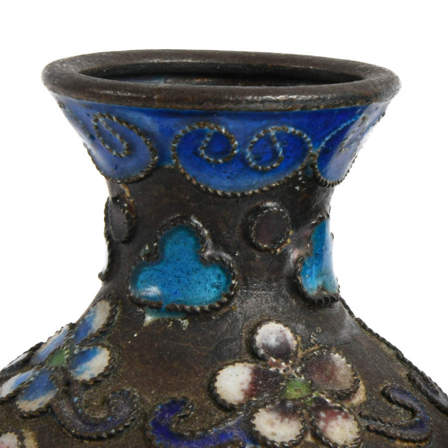 Matched Pair of Chinese Silver Hand-Painted Miniature Vases-3