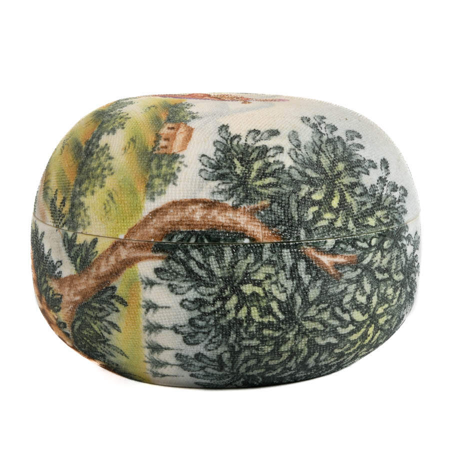 Antique Pictorial Tapestry Covered Dresser Box-3