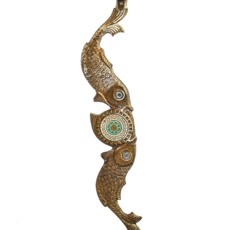 Hammered Brass Judaica Fish Candle Holder-4