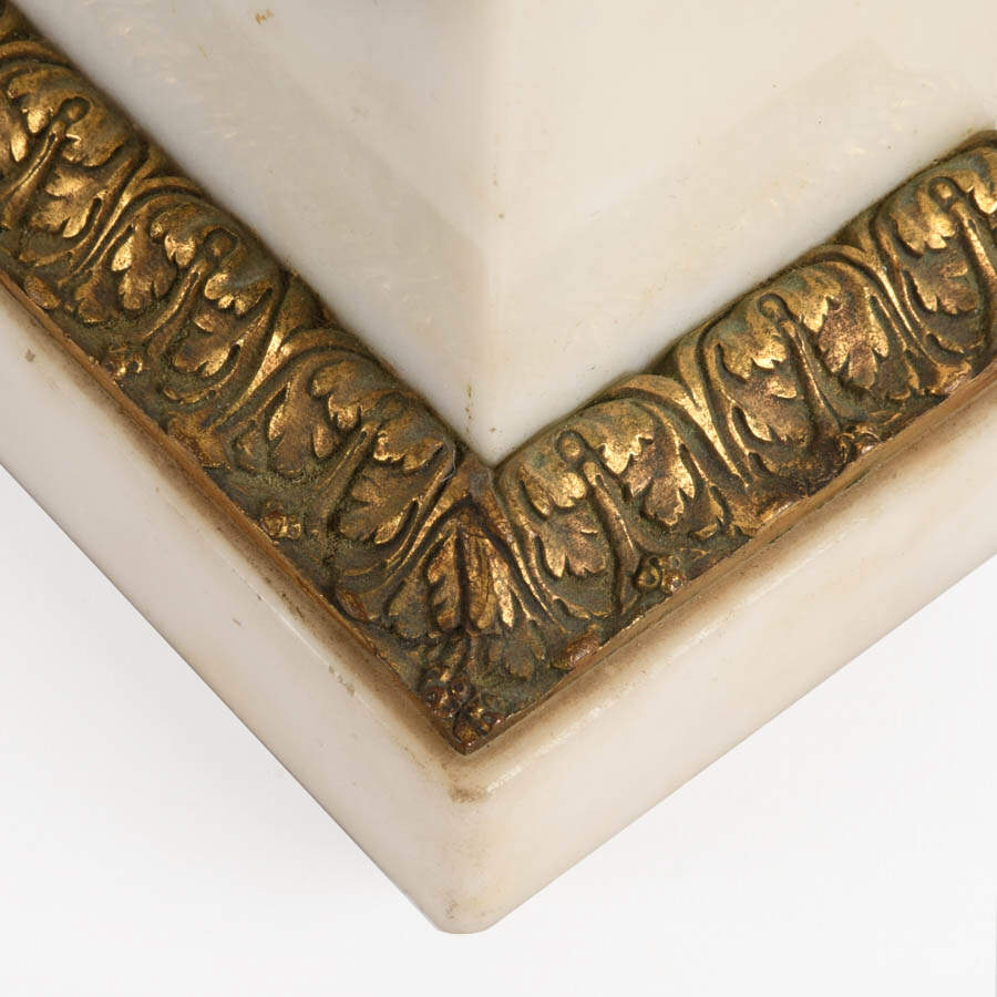 Antique French Gilt Bronze and White Marble Clock-8