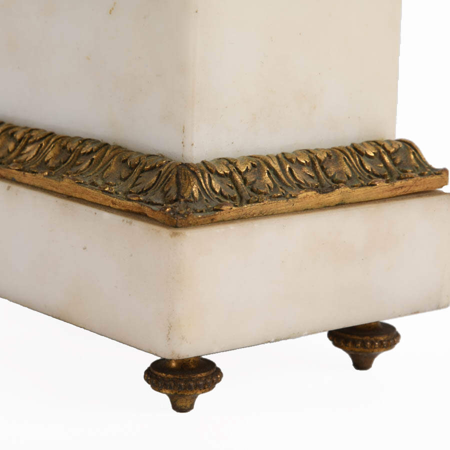 Antique French Gilt Bronze and White Marble Clock-5