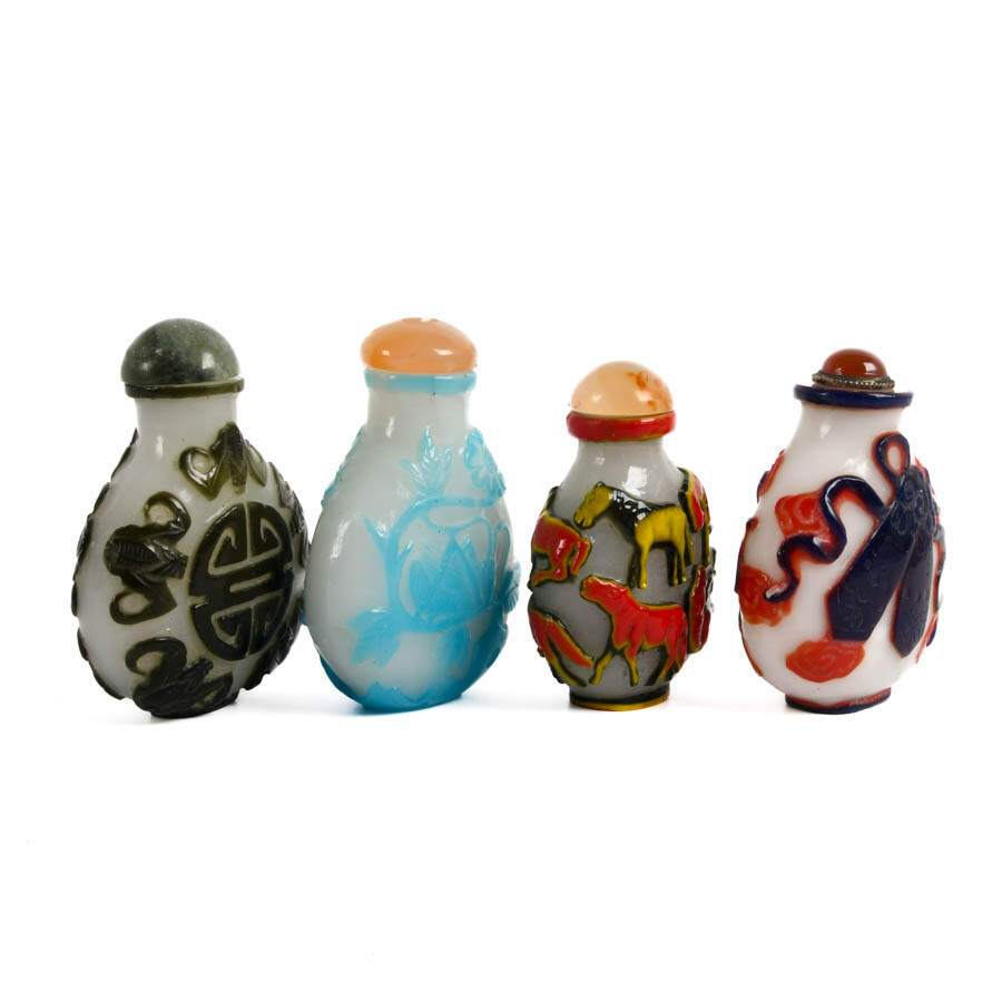 Grouping of Four Chinese Peking Glass Snuff Bottles-2