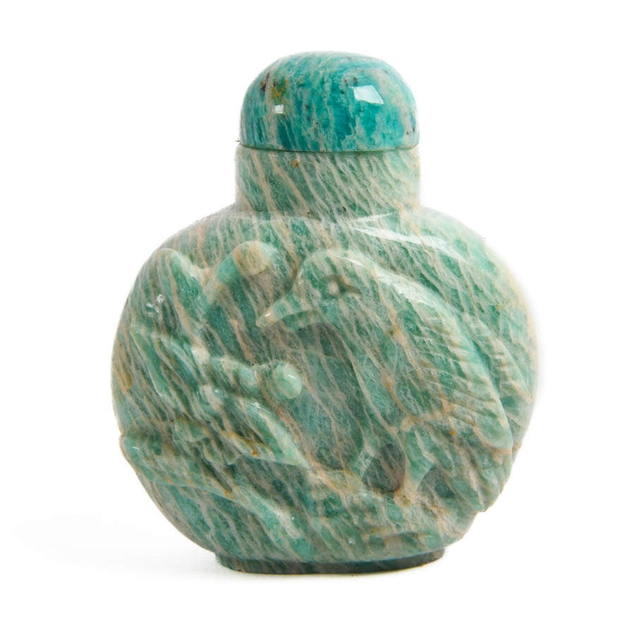 Grouping of Four Frog and Bird Stone Snuff Bottles-3