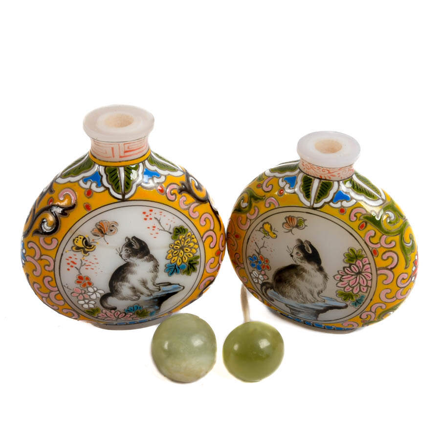 Grouping of Two Chinese Decorated Enamel and Hand-Painted Snuff Bottles-6