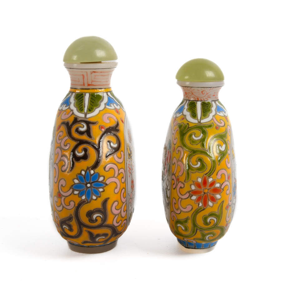 Grouping of Two Chinese Decorated Enamel and Hand-Painted Snuff Bottles-3