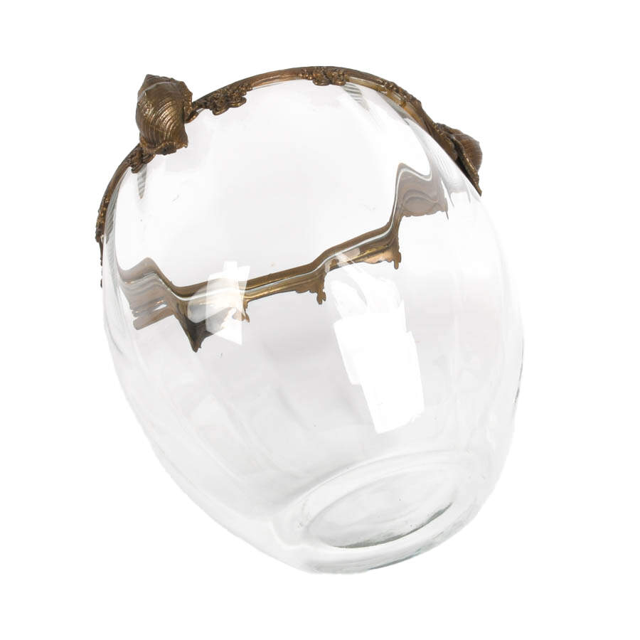 Crystal Urn with Metal Conch Shell Rim-5