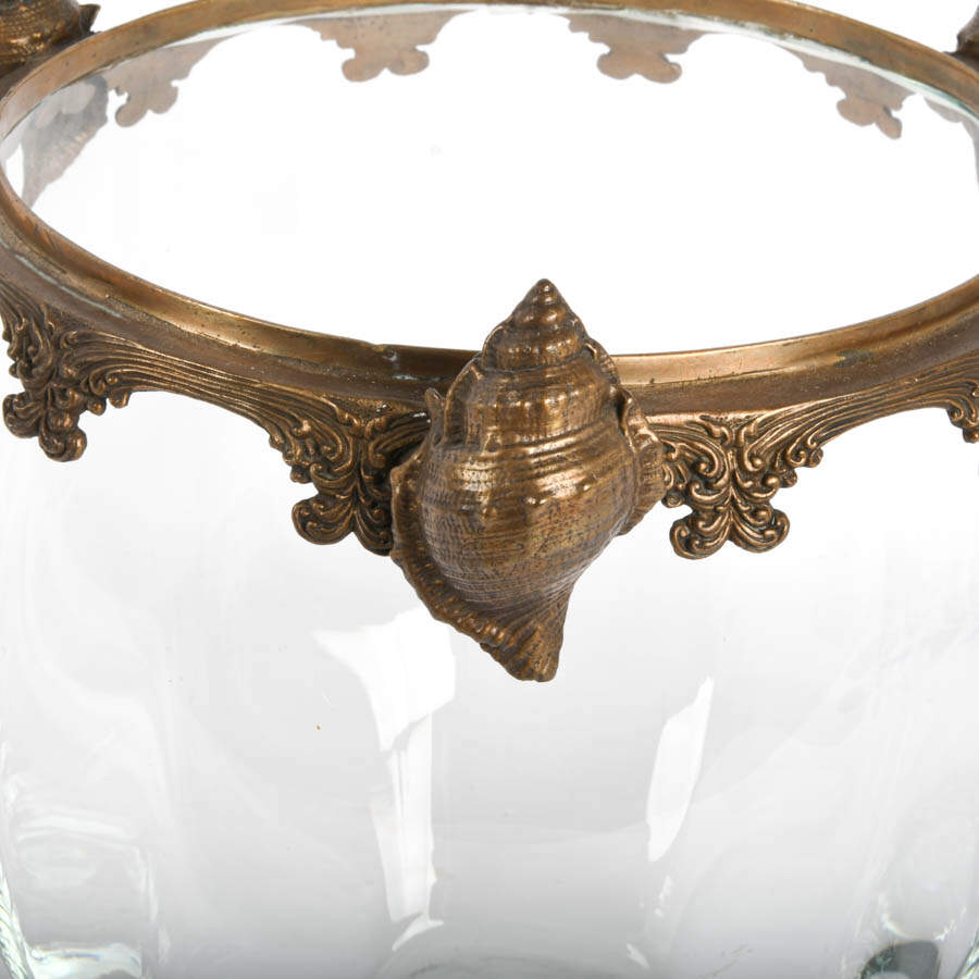 Crystal Urn with Metal Conch Shell Rim-4