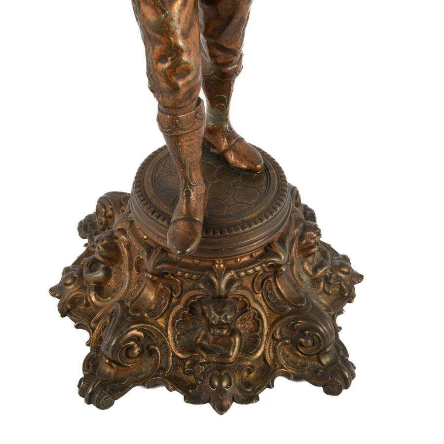 Figural Spelter Gentleman Centerpiece with Hand-Painted Ceramic Holder-2