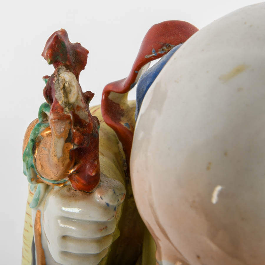 Chinese Famille Rose Shou Xing Porcelain Statue-4