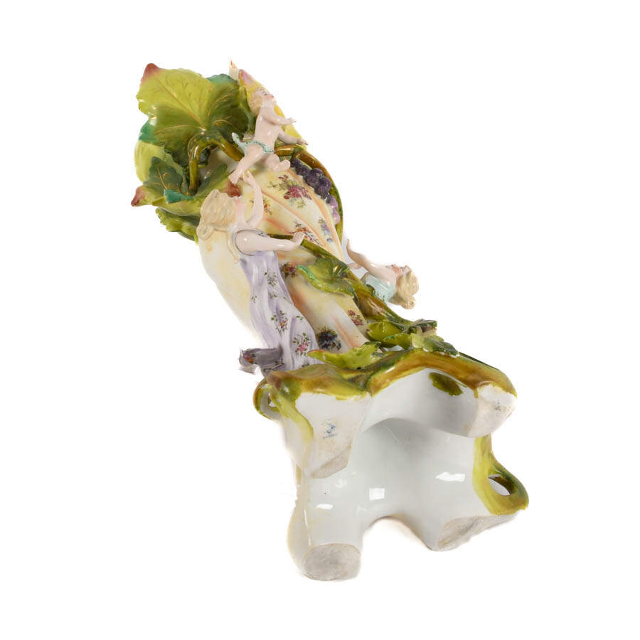 Figural Art Nouveau Saxony Vase with Botanical Motifs-8