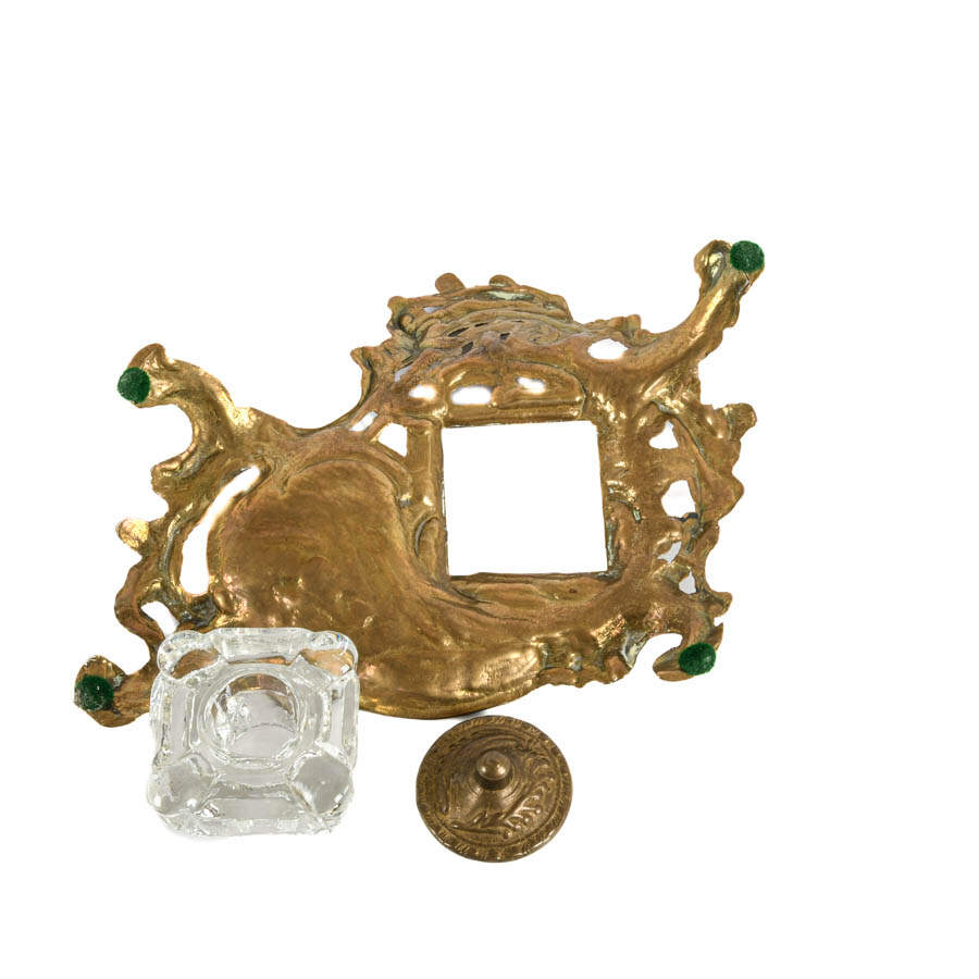 Victorian Brass Inkwell-8