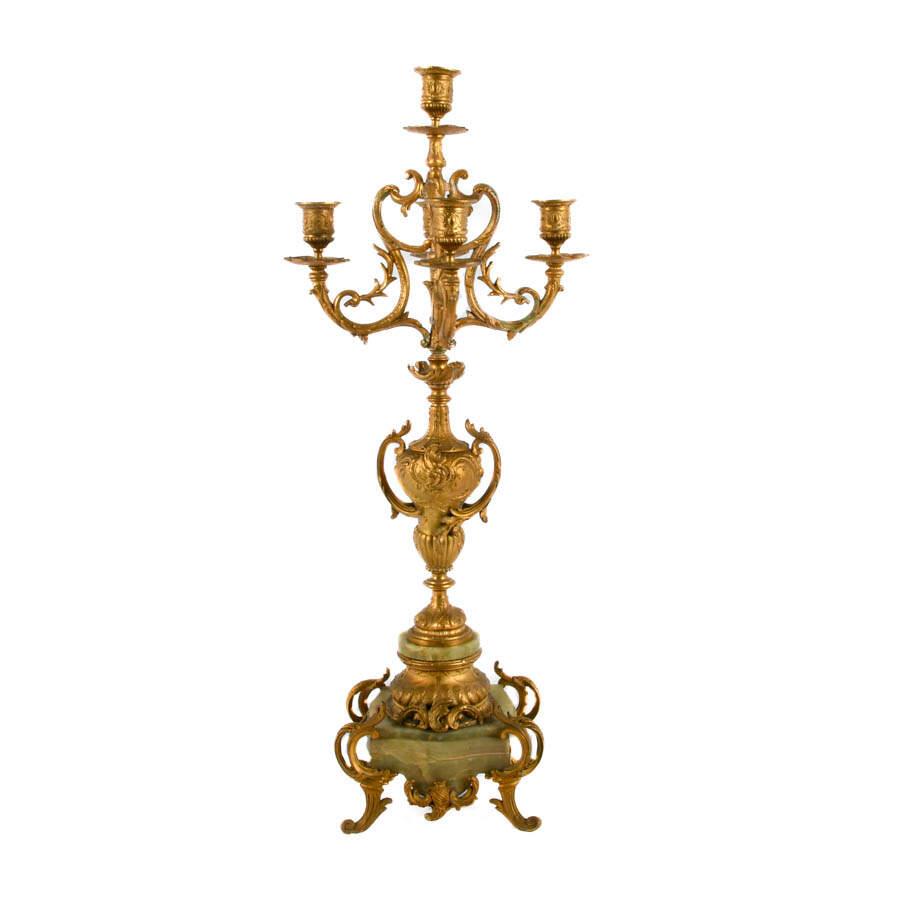 Antique Ormolu and Onyx Four Arm Candelabra-1