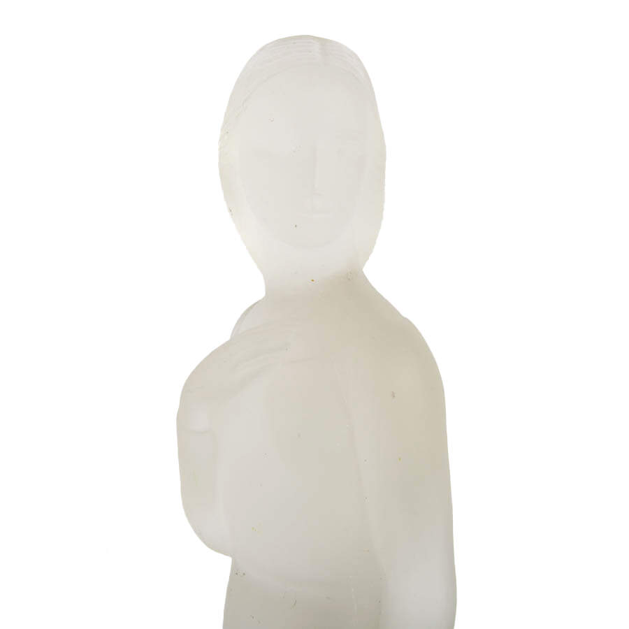 French Art Deco Frosted Glass Statue in the Style of Lalique-6