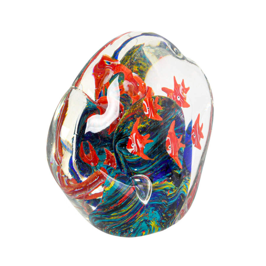 Mid-Century Modern Fish Grouping Art Glass Paperweight-4