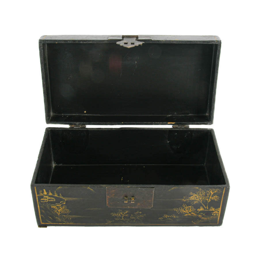 Antique Black Lacquer Chinese Box-1