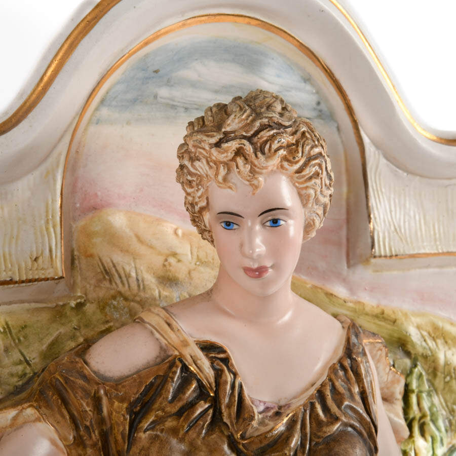 Antique Italian Capodimonte Figural Lady Wall Relief-2