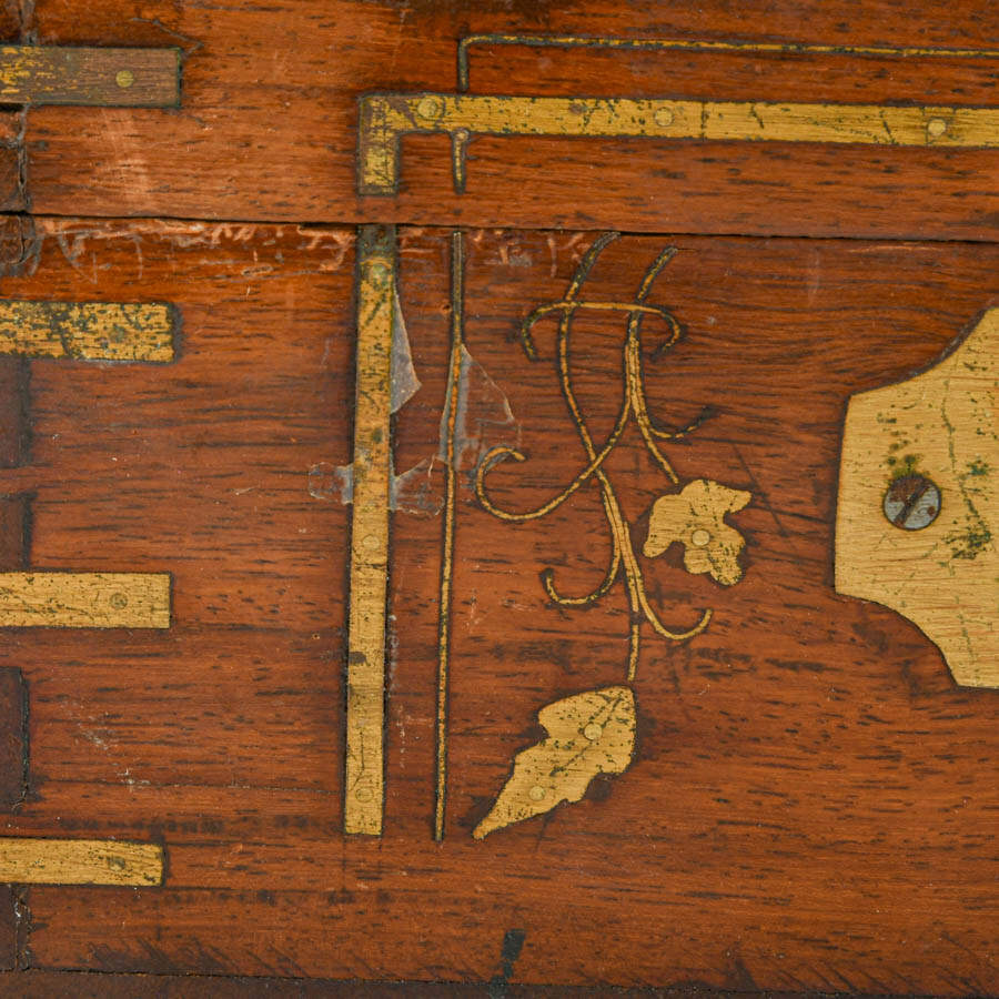 Antique Marquetry Inlaid Document Box-7
