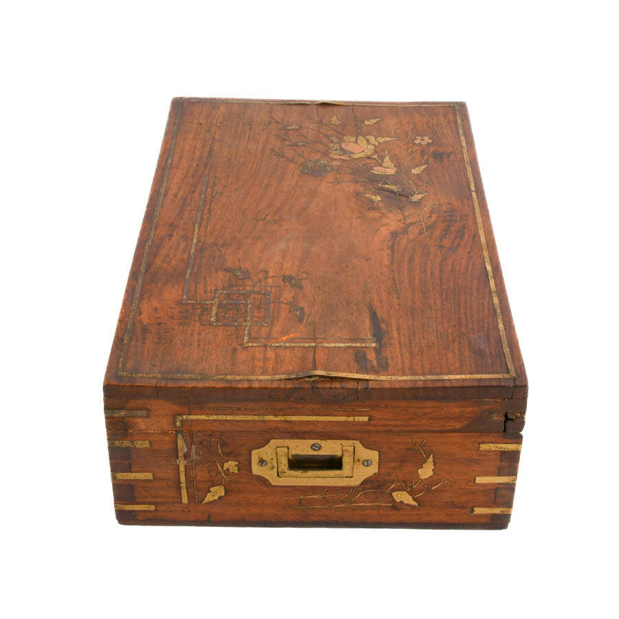 Antique Marquetry Inlaid Document Box-6