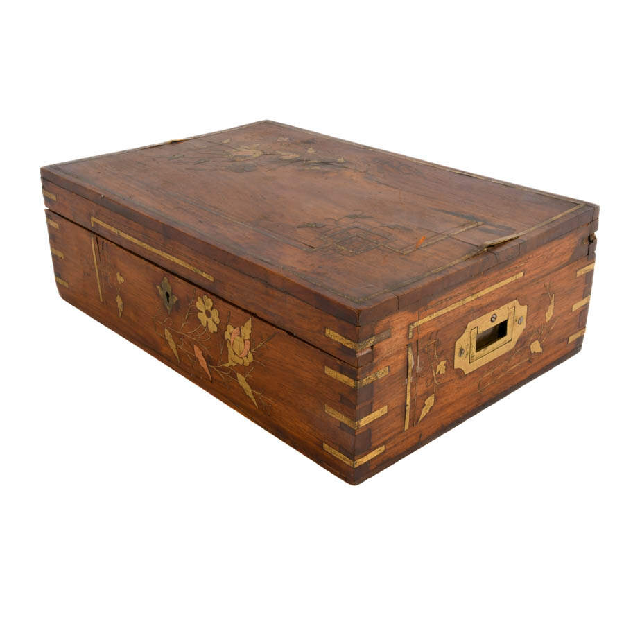 Antique Marquetry Inlaid Document Box-5