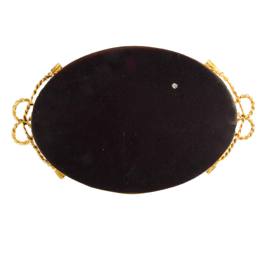 Ornate Brass-Framed Vanity Mirror with Bow Handles-4