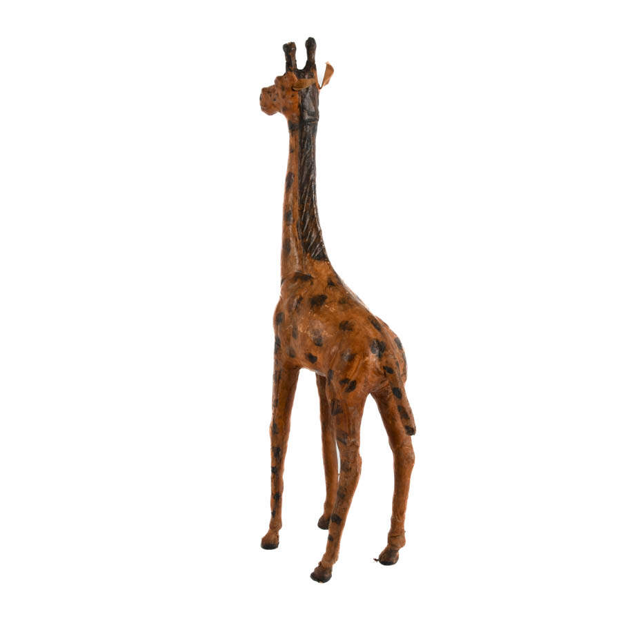 Mid-Century Modern Leather Giraffe Figure-7