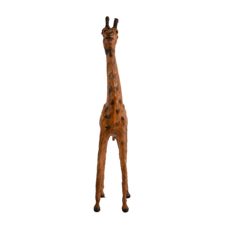 Mid-Century Modern Leather Giraffe Figure-3