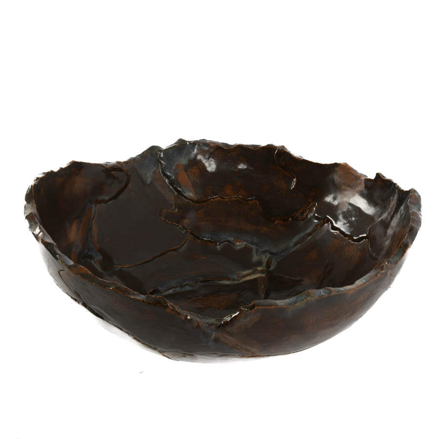 Large Brown Composite Studio Art Pottery Bowl-5