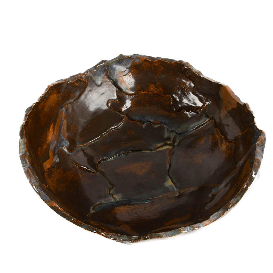 Large Brown Composite Studio Art Pottery Bowl-1