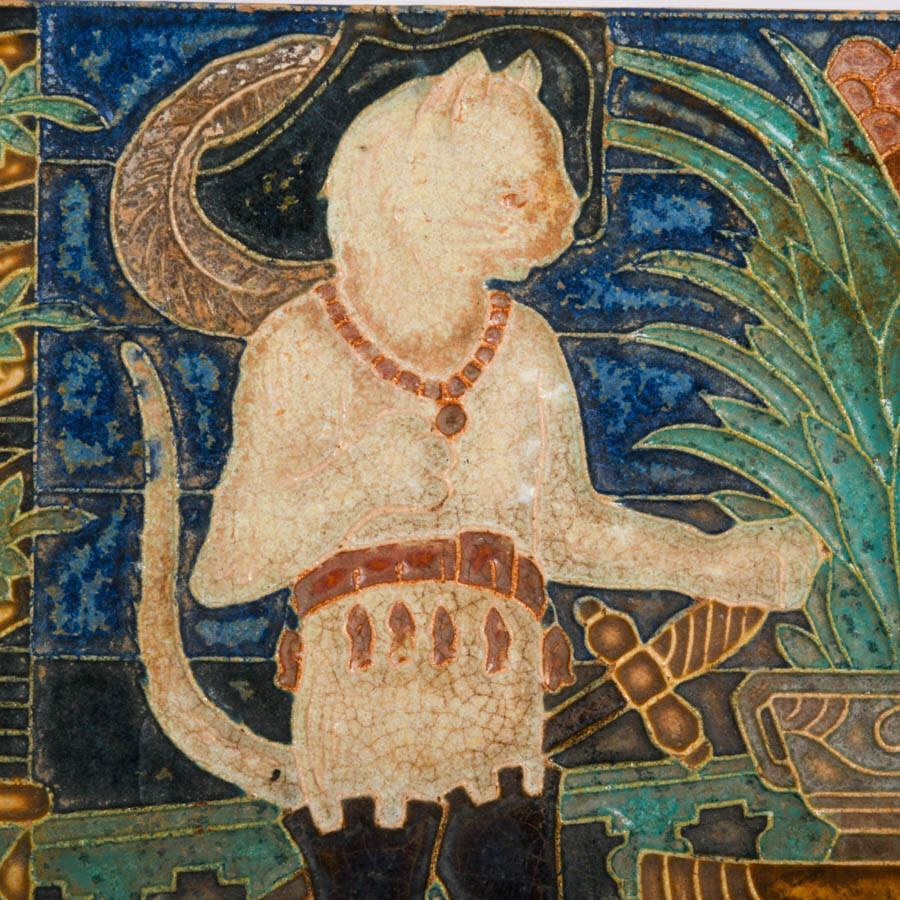 Johann Von Schwarz Art Nouveau "Puss N Boots" Ceramic Tile-2