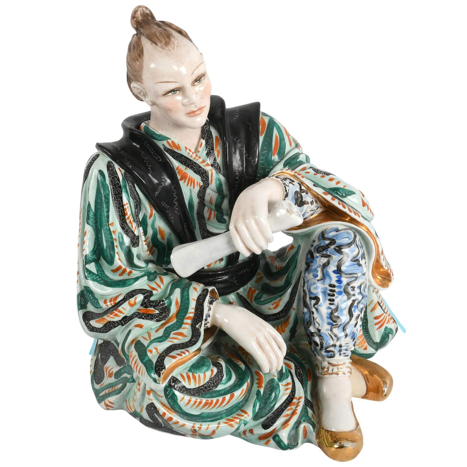 Italian Vincenzo Bertolotti Polychrome Samurai Figure-7